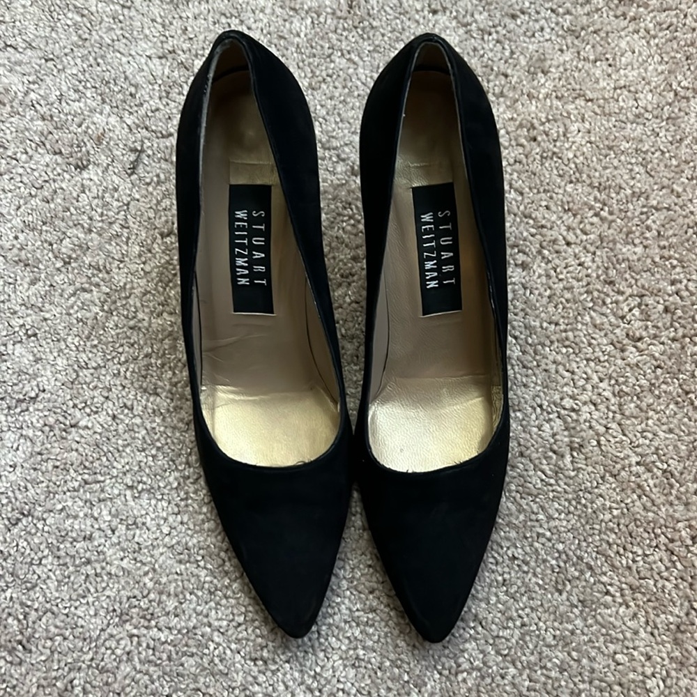 Stuart Weitzman pumps, black suede, 3.5" heel, size 6.5
